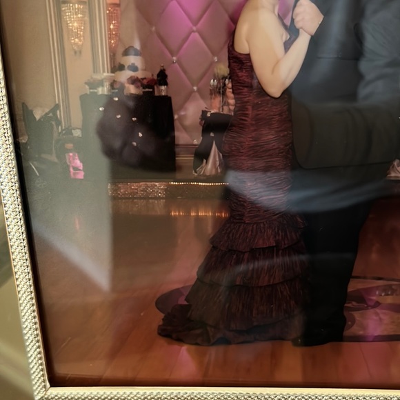 Pronovias Barcelona Dark Purple / Burgundy one shoulder long dress - Picture 2 of 13